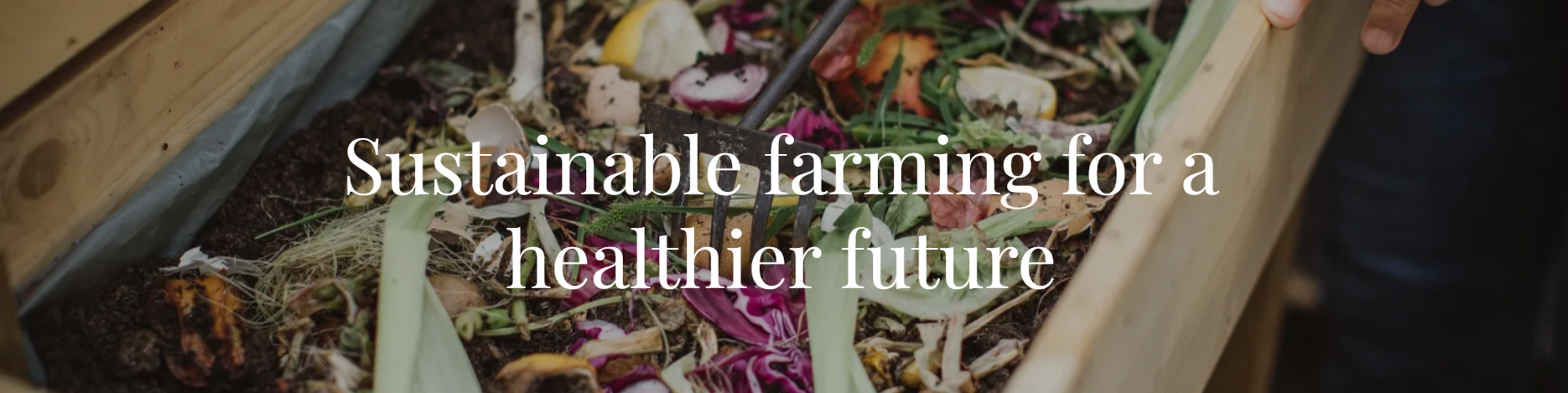 Compost bin with organic waste and gardening tools